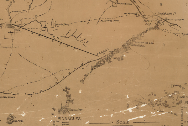 Broken Hill detail from the Map of Barrier Ranges Mineral Fields from around 1882